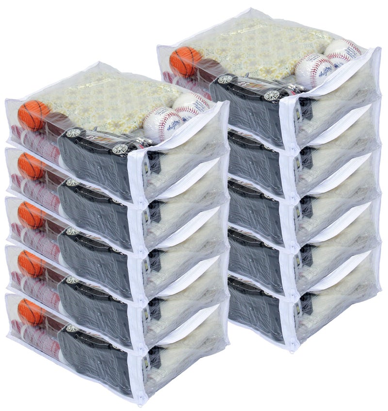 Fba Set of 10 Clear Vinyl Zippered Sweater Clothing Storage Bags 11 x 15 x 4 - Image 2